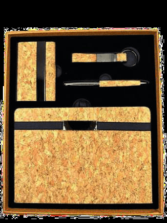 Coffret 4 piËces : Blocnote + Stylo + porte cartes + porte clÈs - M5724-LIEGE