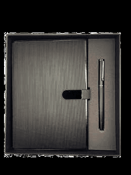 Coffret blocnote strie + stylo - N001-NOIR