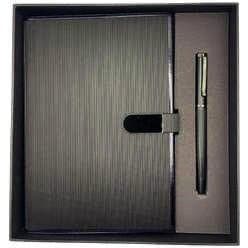 Coffret blocnote strie + stylo - N001-NOIR